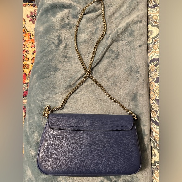 100% Authentic Gucci Pebbled Calfskin Medium Soho Flap Crossbody Periwinkle - Picture 7 of 13